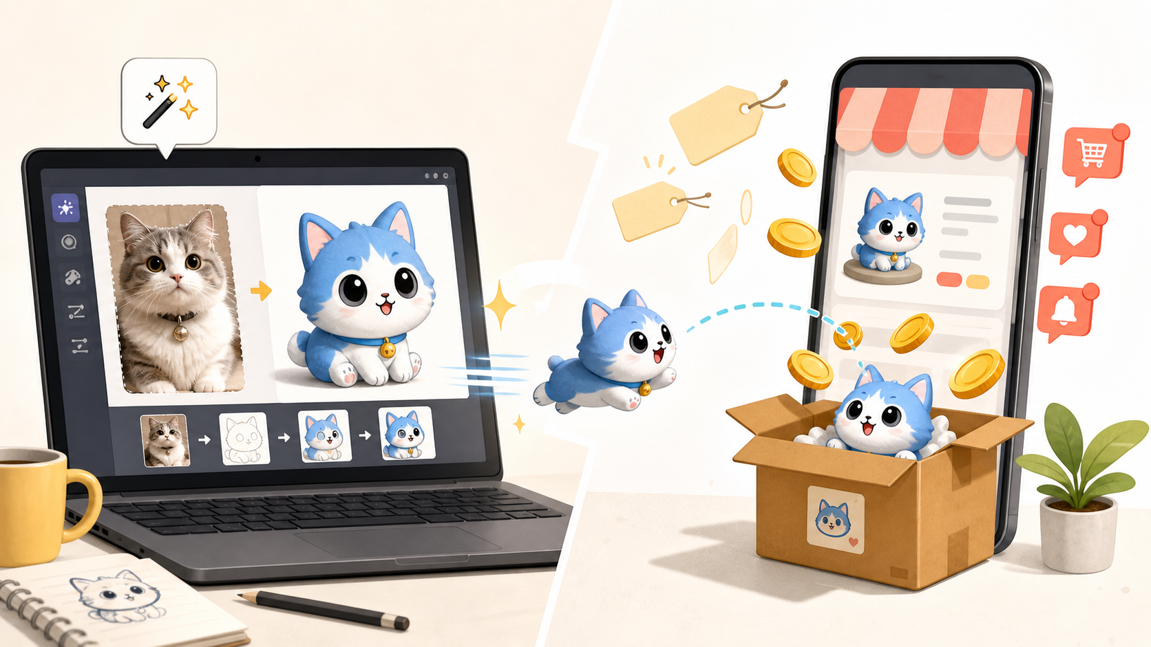 从参考图片到桌宠文件的原创示意图